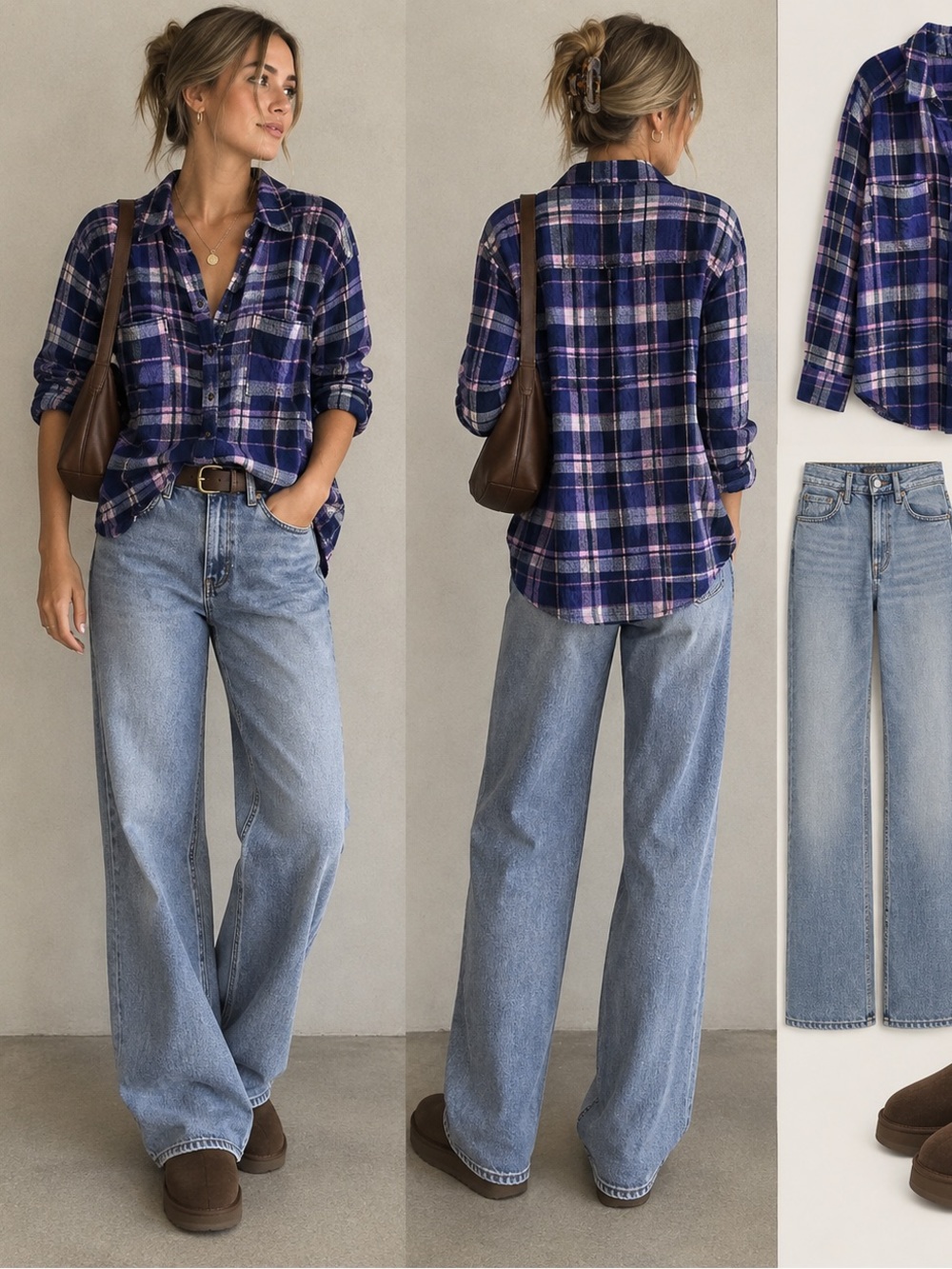 Pilcro Blue, Pink and White Plaid Button-Down Shirt